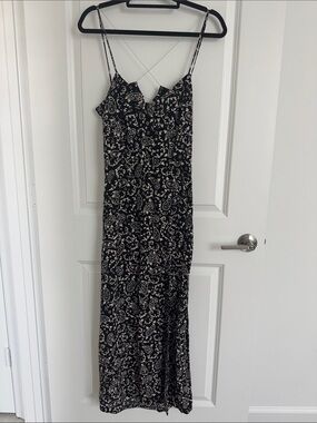 Zara Black and Cream Paisley Slip Maxi Dress